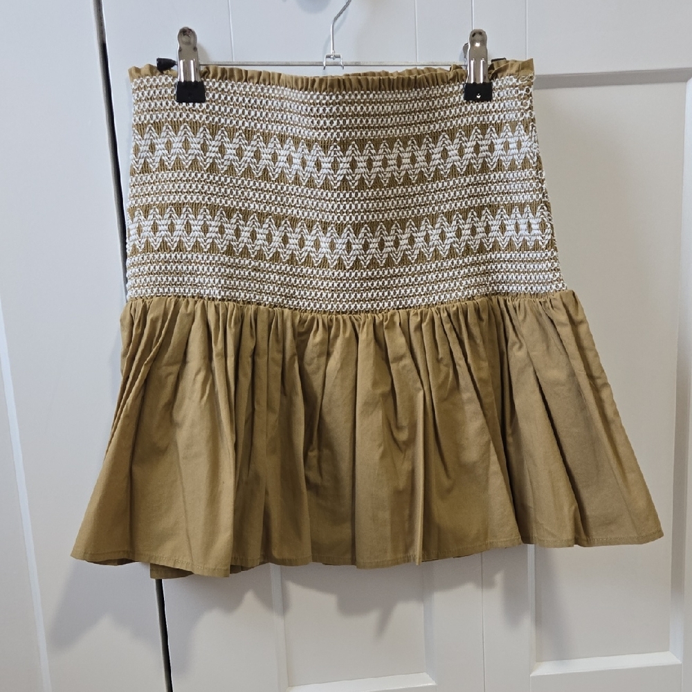 Sportsgirl Khaki and White Skirt - Womens 6